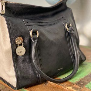 Karen Millen - Black & Cream All Leather Handbag